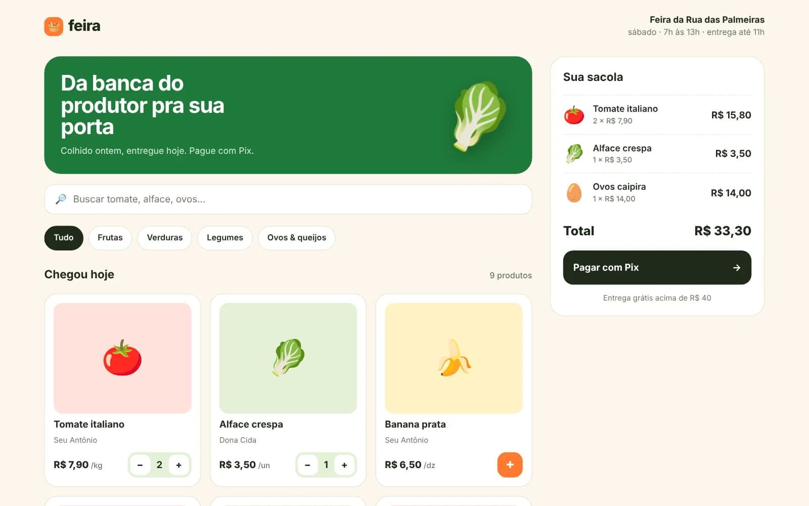 Nova interface do Feira