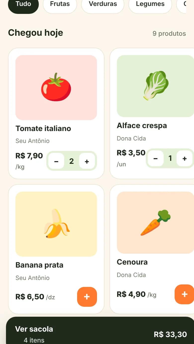 Carrinho do app Feira
