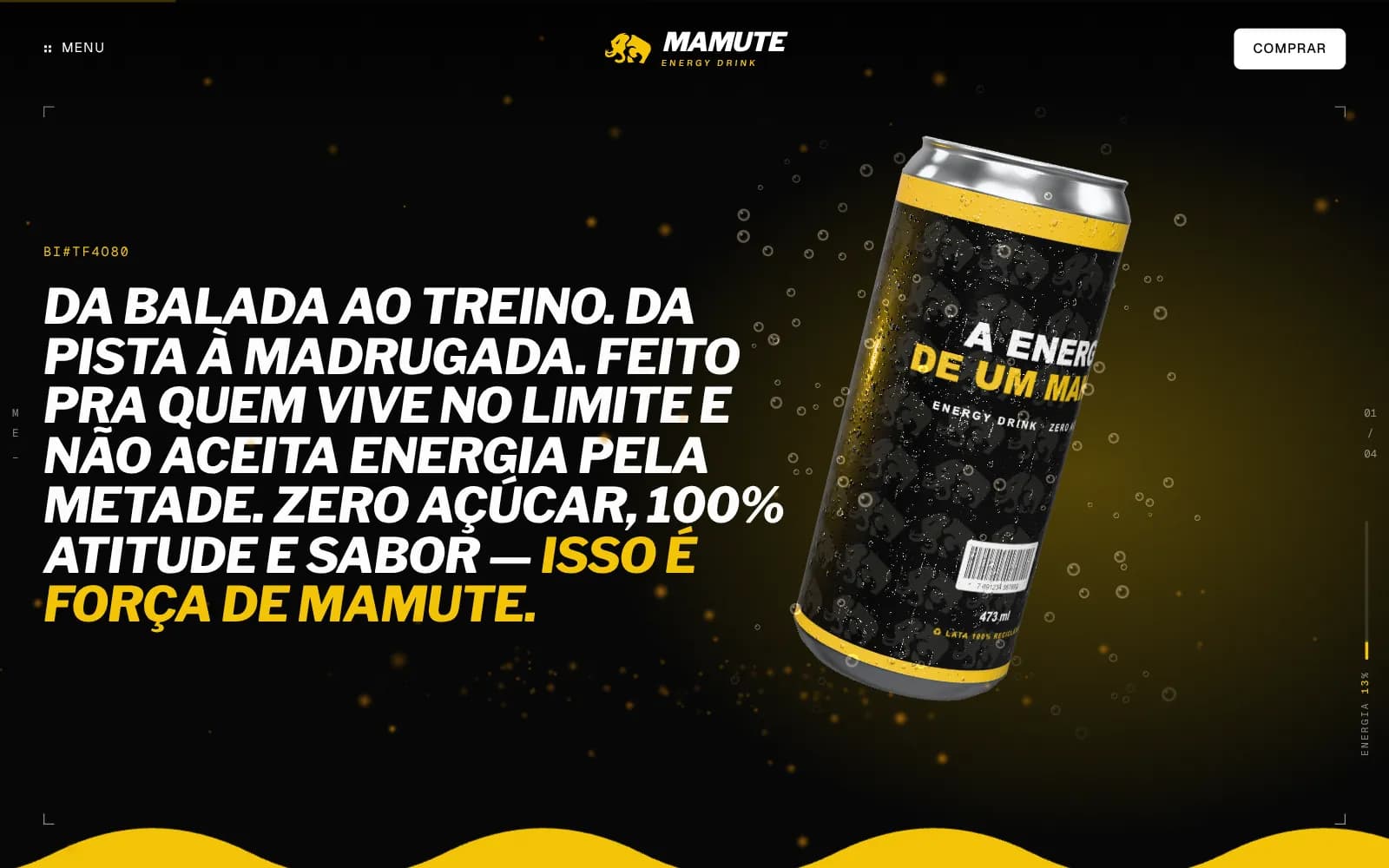 Manifesto da marca ao lado da lata em 3D