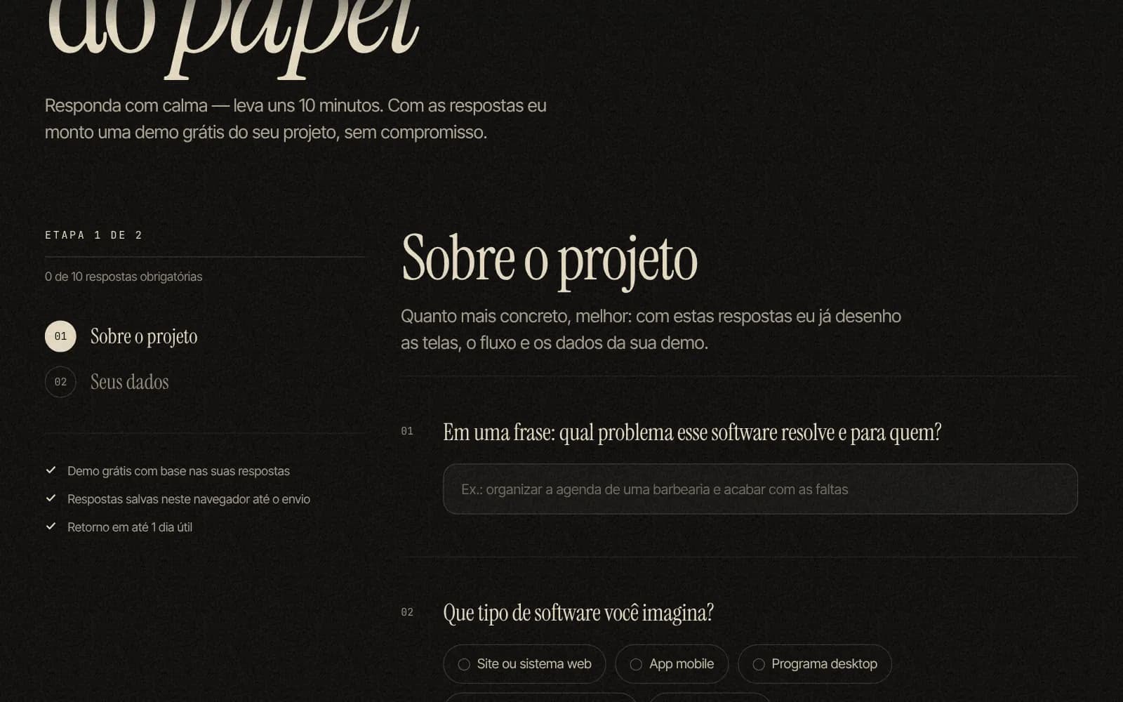 Formulário de orçamento gratuito