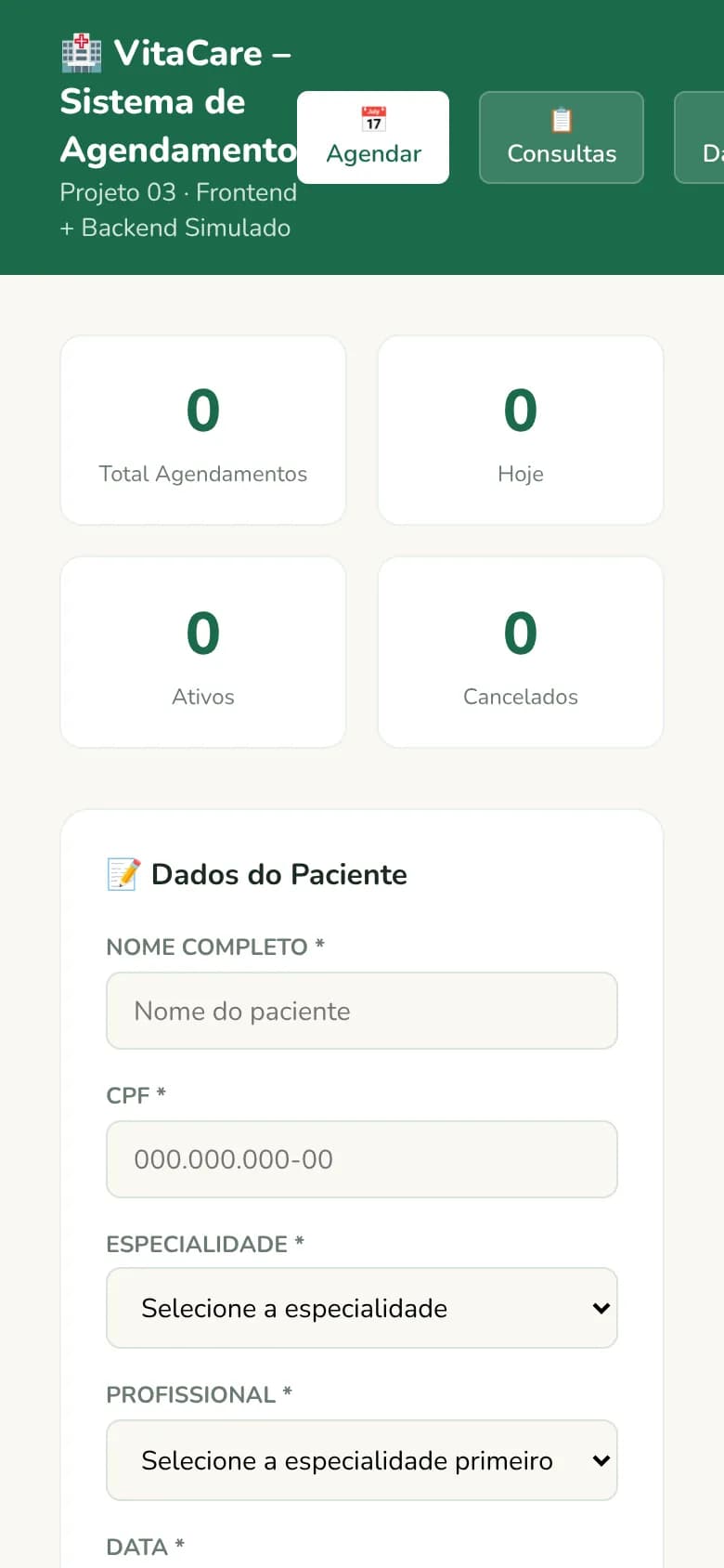 Agendamento no celular
